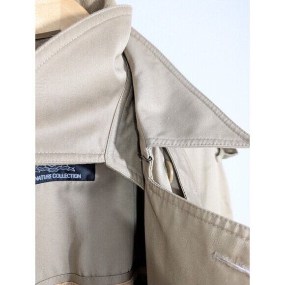 Vintage Oleg Cassini Men Tan Trench Coat 42R Removable Wool Lining Belted - Picture 15 of 16